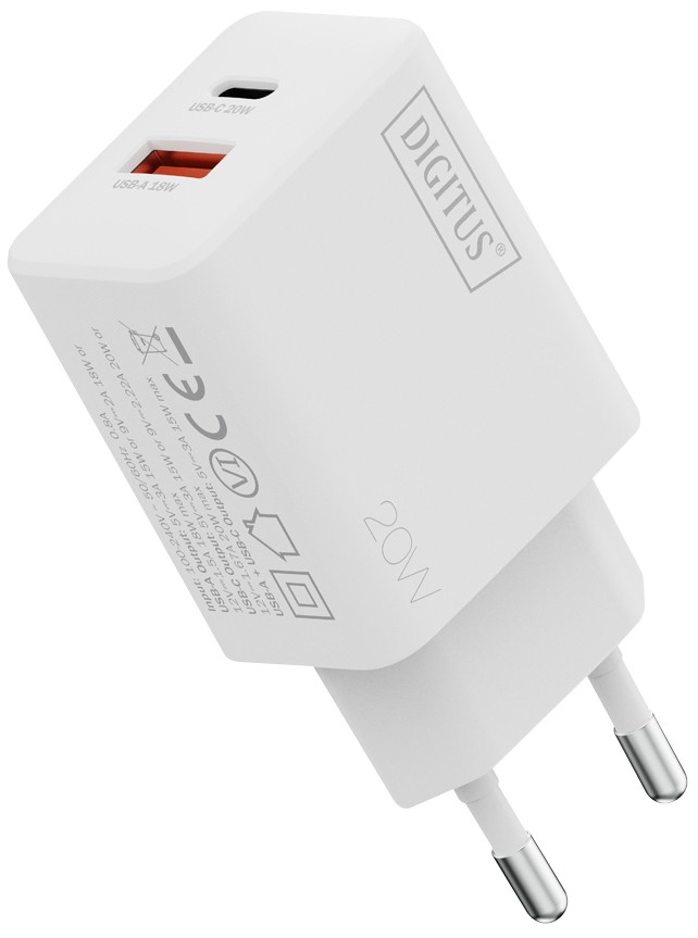 Сетевое зарядное устройство Digitus 1хUSB-C 1хUSB-A 20W (DA-10300)