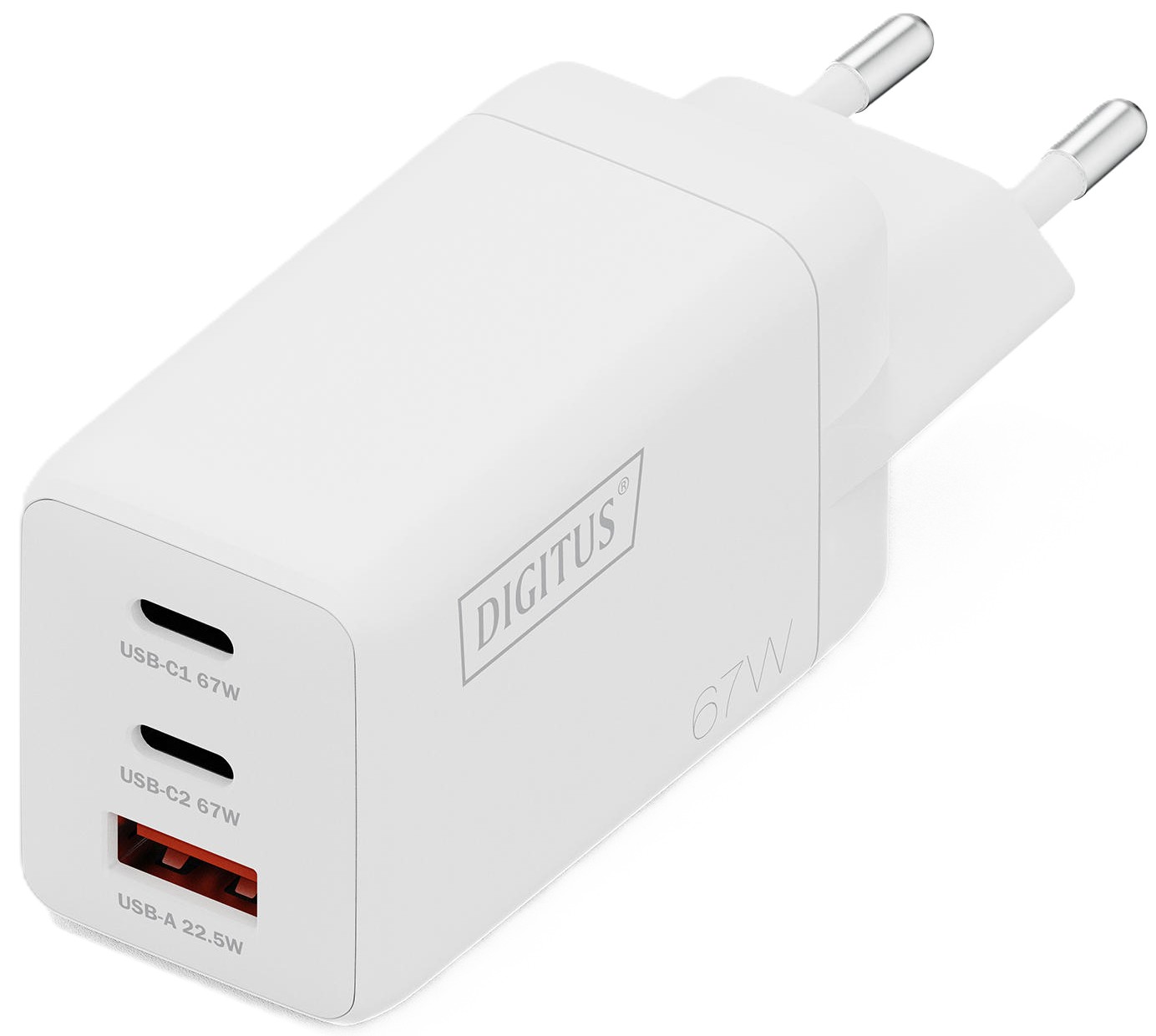 Сетевое зарядное устройство Digitus GaN 2хUSB-C 1хUSB-A 67W (DA-10303)