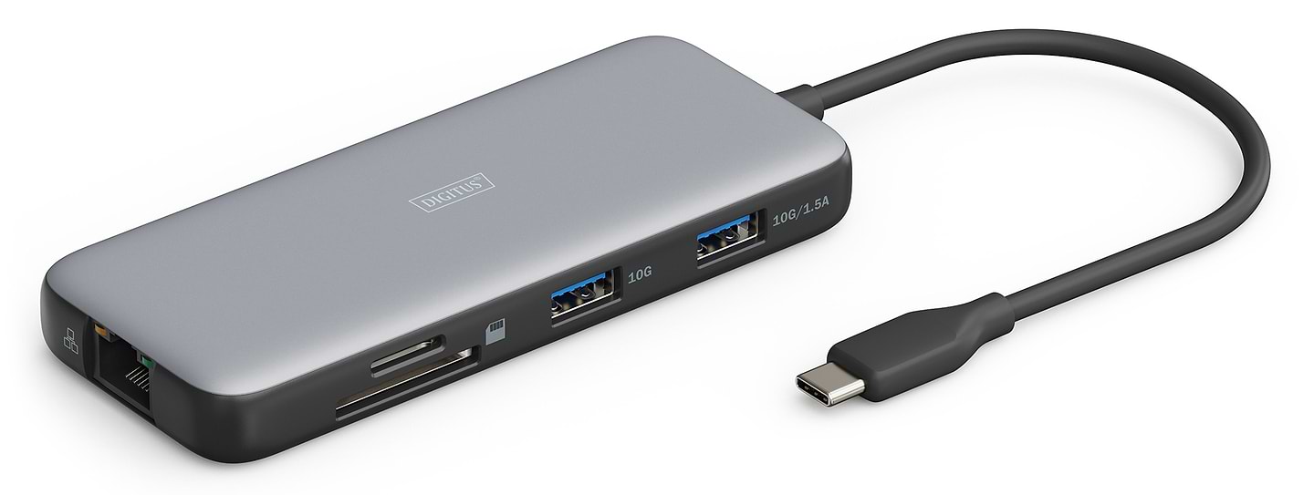 Хаб USB Digitus USB-C HDMI/2xUSB-A/USB-C/SD/MicroSD/RJ54 (DA-70914)