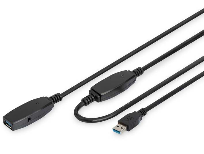 Кабель USB Type-A - USB Type-A Digitus USB 3.0 Active A/M-A/F 10m Black (DA-73105)