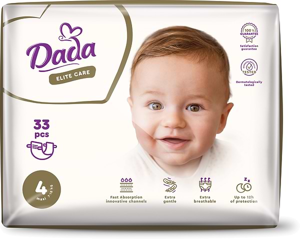 Фото - Одноразові підгузки Dada Elite Care Розмір 4 (7-18 кг.), 33 шт. (4820174981105)