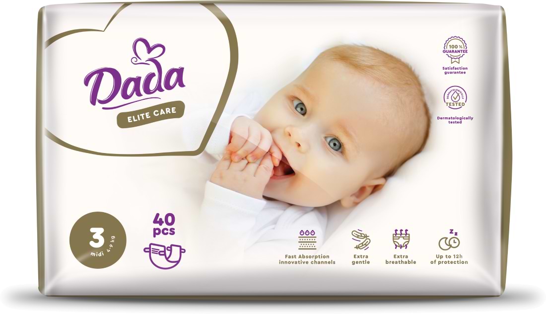 Одноразові підгузки Dada Elite Care Розмір 3 (4-9 кг.), 40 шт. (4820174981099)