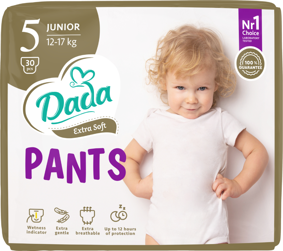 Одноразовые подгузники-трусики Dada Extra Soft 5 Junior (12–17 кг) 30 шт. (980658)