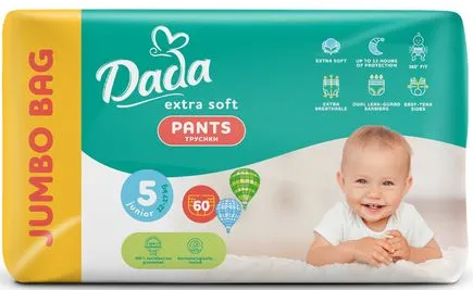 Одноразовые подгузники-трусики Dada Extra Soft 5 Junior (12–17 кг) 60 шт. (980795)