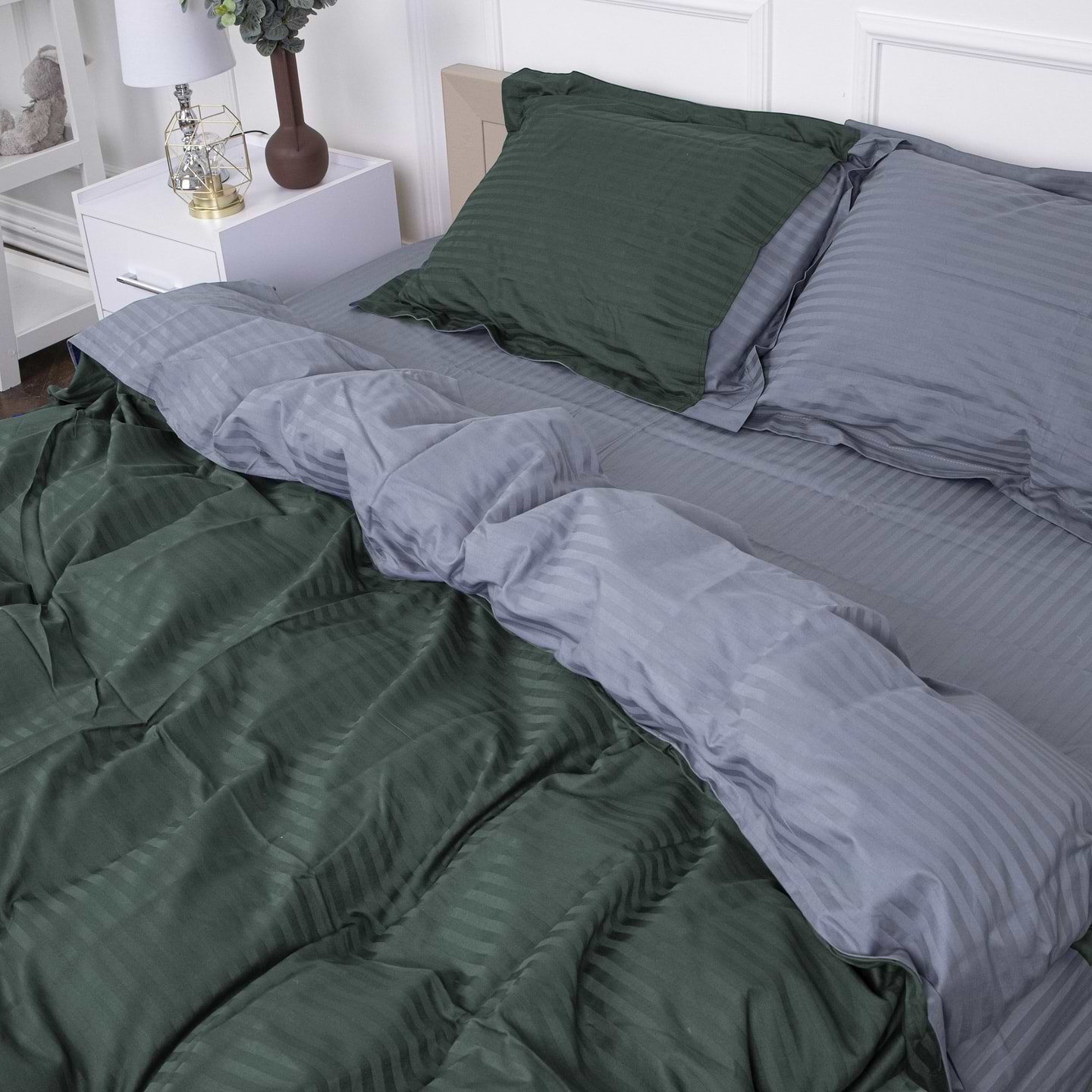 Комплект постельного белья детский MirSon Satin Stripe 30-0017 + 30-0011 Damir 110х140 (2200005247266)