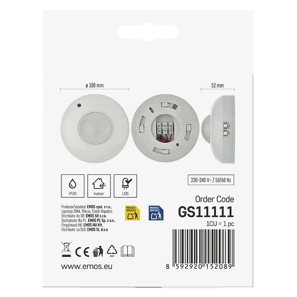 Фото - Проводной датчик движения EMOS GS11111 PIR IP20 1200 W