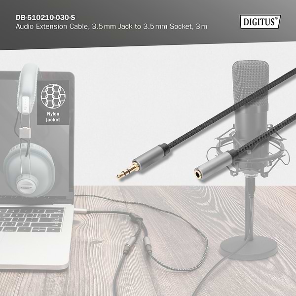 Фото - Кабель 3.5 мм -3.5 мм Digitus Audio Extension, 3.5 mm M/F, 3 m (DB-510210-030-S)