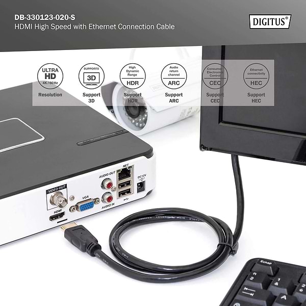 Фото - Кабель HDMI Digitus HDMI (M/M) Premium Type-A 2 м Black (DB-330123-020-S)