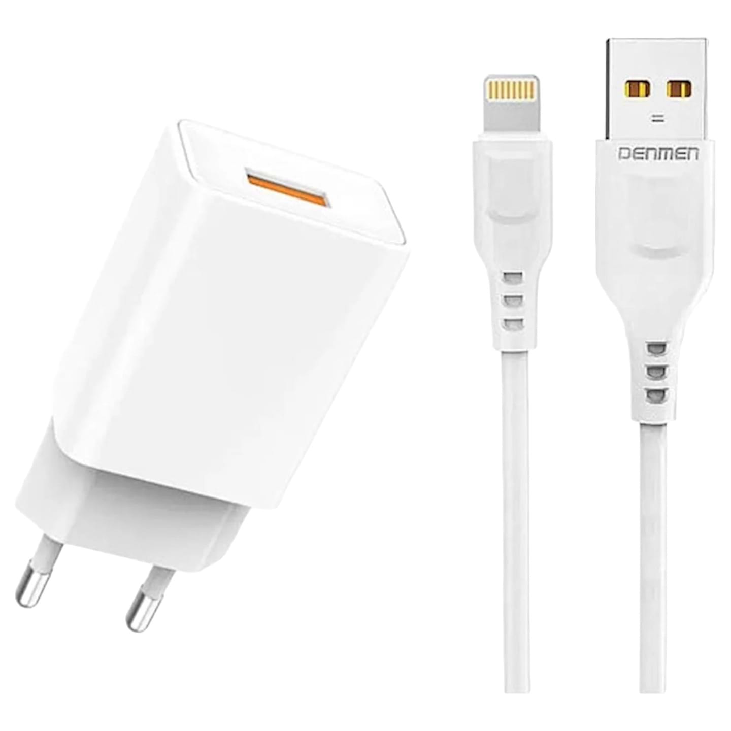 Мережевий зарядний пристрій Denmen Lightnin 1USB 2.4A White (DC01L-WH) - Фото 1