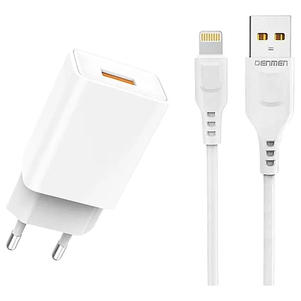 Фото - Мережевий зарядний пристрій Denmen Lightnin 1USB 2.4A White (DC01L-WH)