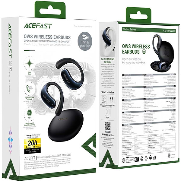 Фото - Навушники вкладиші бездротові TWS AceFast FA005 ACEFIT SE Black (6974316284789(