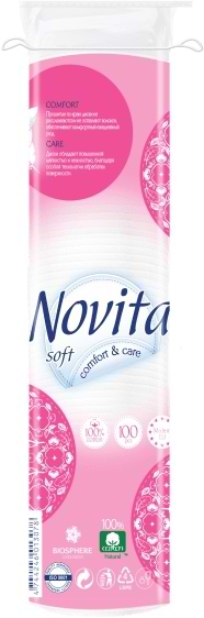 Ватні диски Novita Soft 100 шт. (4744246013146) - Фото 1