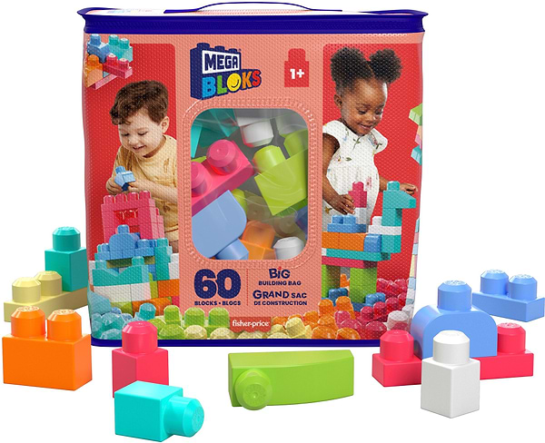 Фото - Пластиковый конструктор для малышей Mega Bloks розовый в мешке (60 дет.) (DCH54)