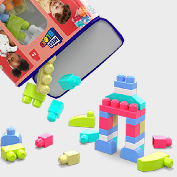 Фото - Пластиковый конструктор для малышей Mega Bloks розовый в мешке (60 дет.) (DCH54)