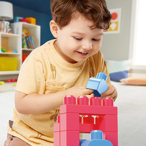 Фото - Пластиковый конструктор для малышей Mega Bloks розовый в мешке (60 дет.) (DCH54)