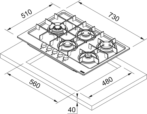 Фото - Варильна поверхня газова Franke FHMA 755 4G DCL MB C (106.0670.114)
