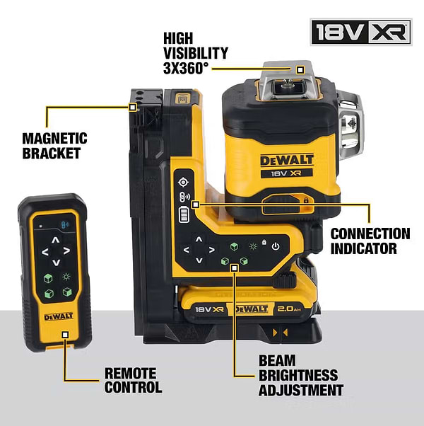 Фото - Уровень лазерный DeWALT 18В XR Li-Ion (DCLE34035D1)