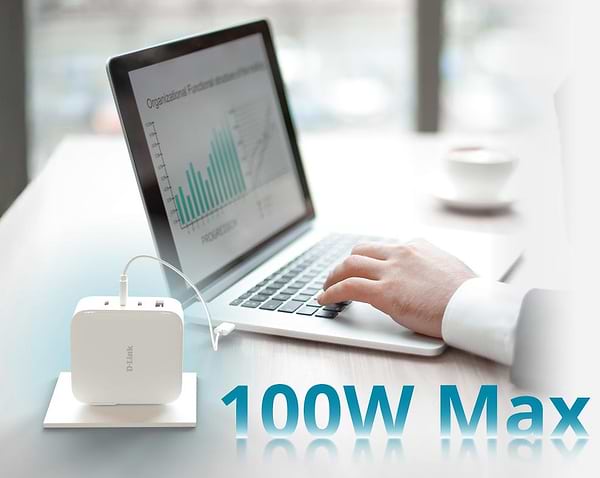 Фото - Мережевий зарядний пристрій D-Link DCP-101 100Вт GaN 3хUSB-С, 1xUSB-A White (DCP-101)