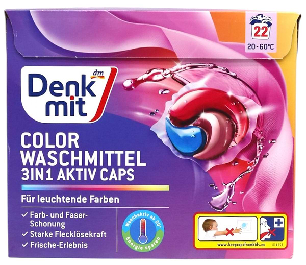 Фото - Капсулы для стирки Denkmit для цветных вещей 3в1 Aktiv Caps 22 шт. (DDACC22)
