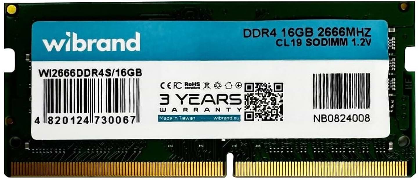 Память DDR Wibrand DDR4 16GB 2666MHz CL19 SODIMM (WI2666DDR4S/16GB)