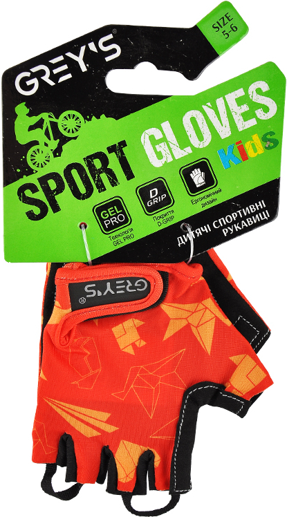 Велоруковицы детские Grey's Красный/Черный размер 5-6 (GR18731)