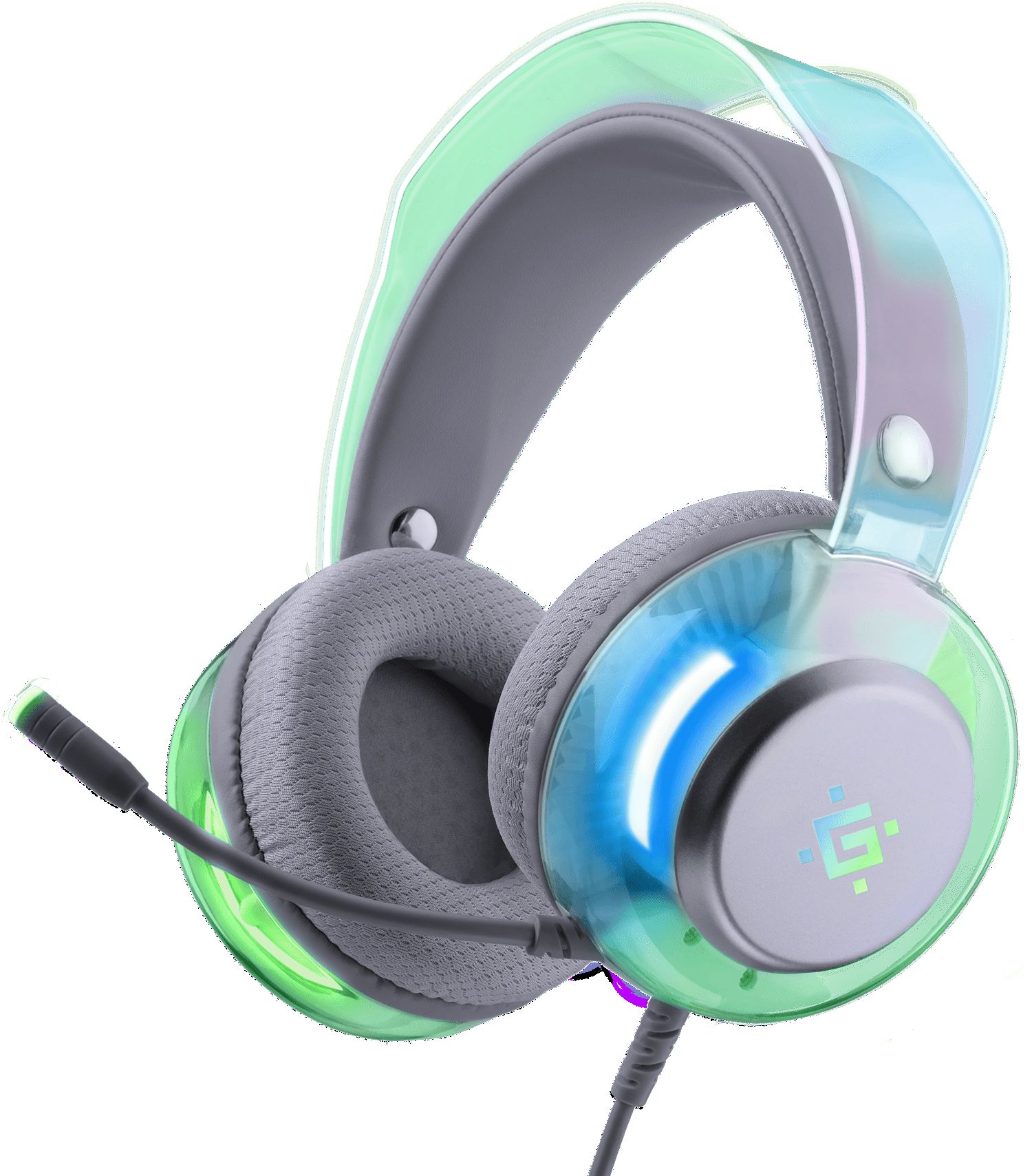 Навушники повнорозмірні дротові Defender Glitch, USB, RGB, 2м, White (62490)