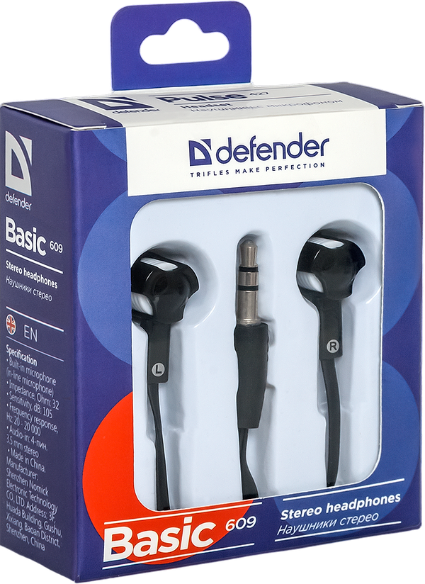 Фото - Навушники вкладиші Defender Basic-609 Black/White (63609)