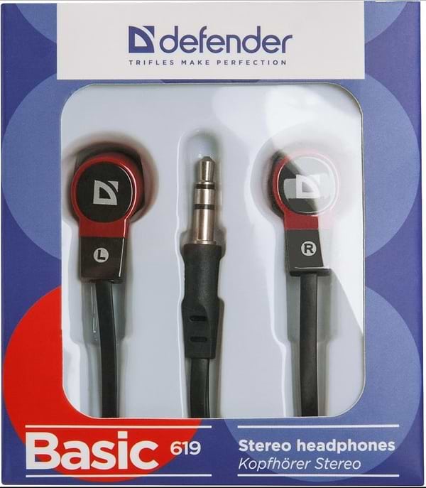 Фото - Навушники вкладиші Defender Basic-619 Black/Red (63619)