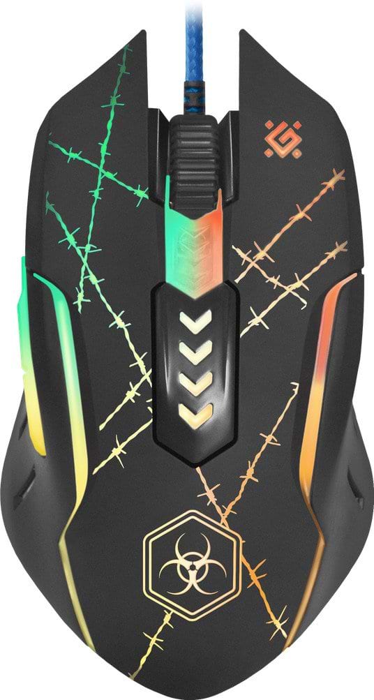 Фото - Миша дротова ігрова Defender Doom Forced GM-020L Black + коврик (52020)