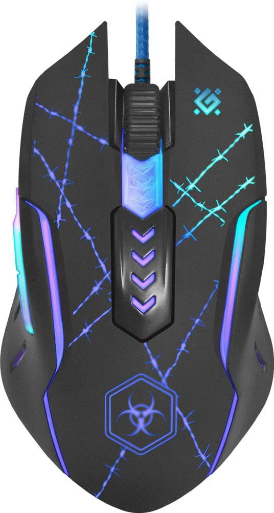 Фото - Миша дротова ігрова Defender Doom Forced GM-020L Black + коврик (52020)