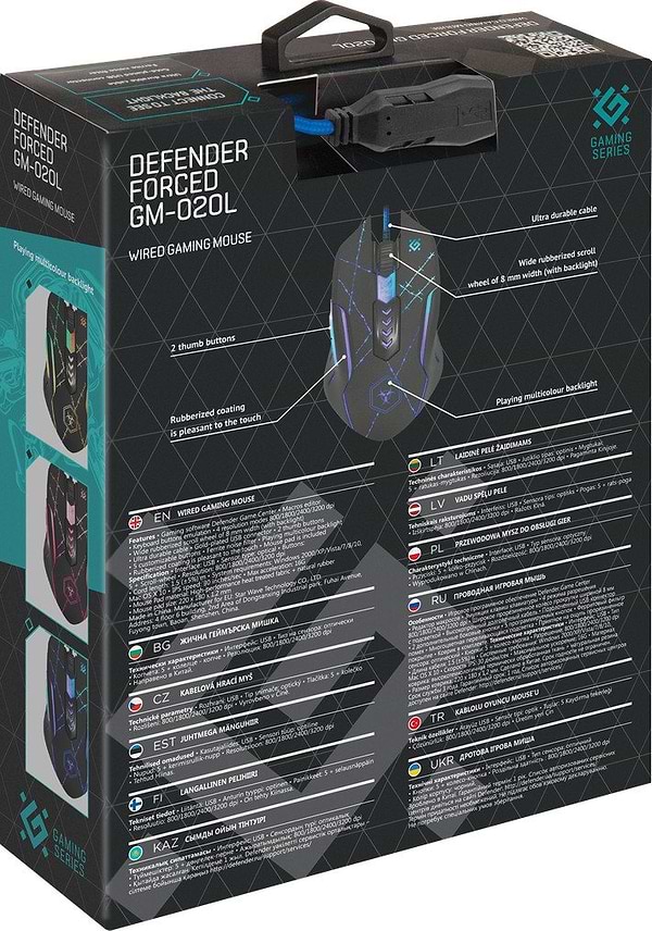 Фото - Миша дротова ігрова Defender Doom Forced GM-020L Black + коврик (52020)
