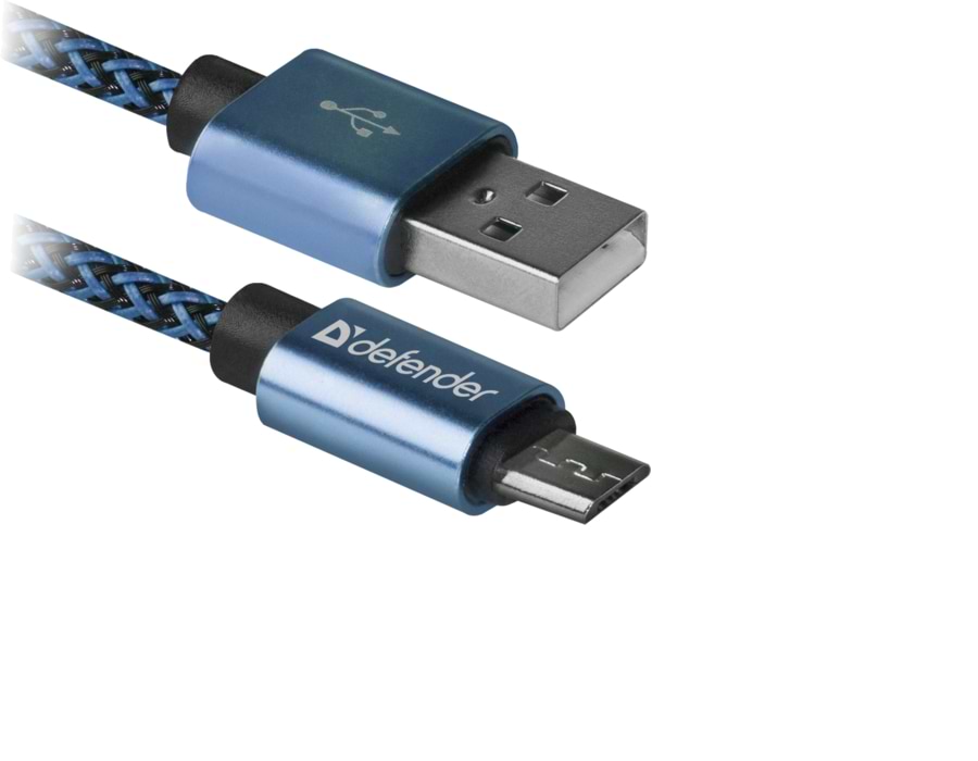 Кабель синхронізації даних Defender USB08-03T USB(AM)-MicroBM 1m Blue (87805) - Фото 1