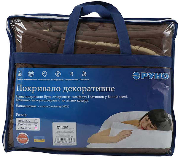 Фото - Покрывало полуторное Руно 150х212 Chocolate шоколадно-бежевое (360.52У_Chocolate ромб)