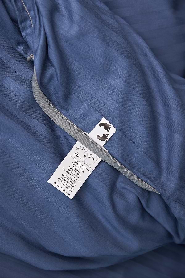 Фото - Комплект постільної білизни Moon&Star 143х210х2 нав. 4х70х70 Delfi Blue Satin Stripe (MS-820000519)