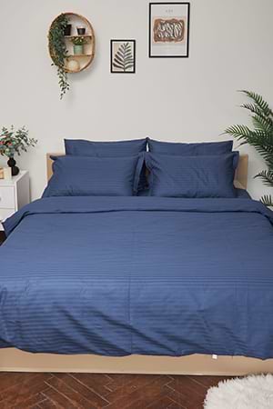 Фото - Комплект постільної білизни Moon&Star 143х210х2 нав. 2х50х70 Delfi Blue Satin Stripe (MS-820000516)