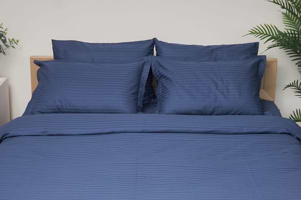 Фото - Комплект постільної білизни Moon&Star King Size 220x240 Delfi Blue Satin Stripe (MS-820000493)