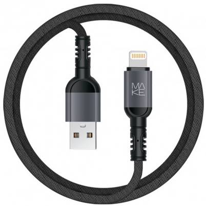 Фото - Кабель синхронізації даних MAKE USB to Lightning 2.4A 1м Denim Grey (MCB-LD3GR)