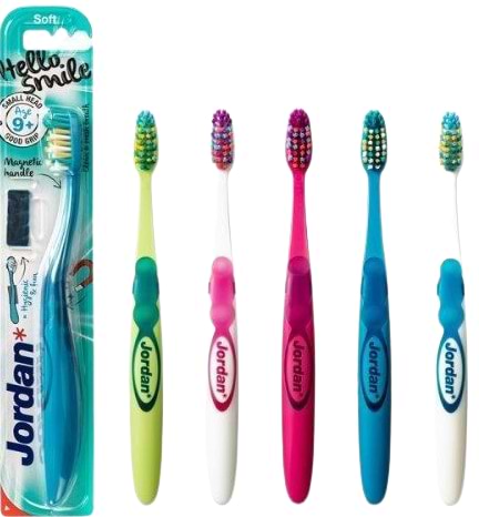Зубна щітка мануальна дитяча Jordan Hello Smile, 9 + років, середня жорсткість (56200000) - Фото 1