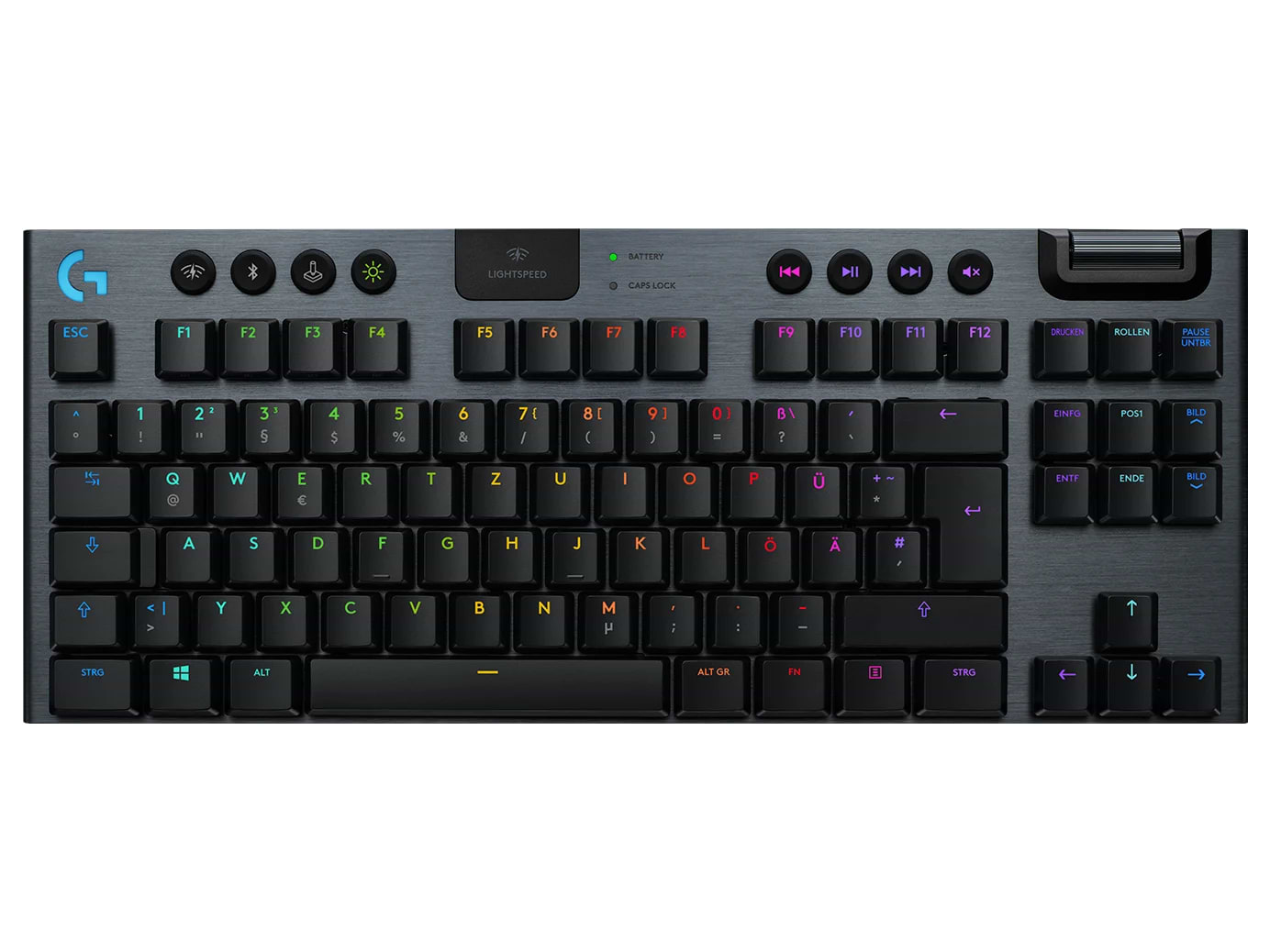 Клавіатура бездротова ігрова Logitech G915 TKL Tenkeyless LIGHTSPEED RGB Mechanical Tactile Switch Carbon UA (920-009503)