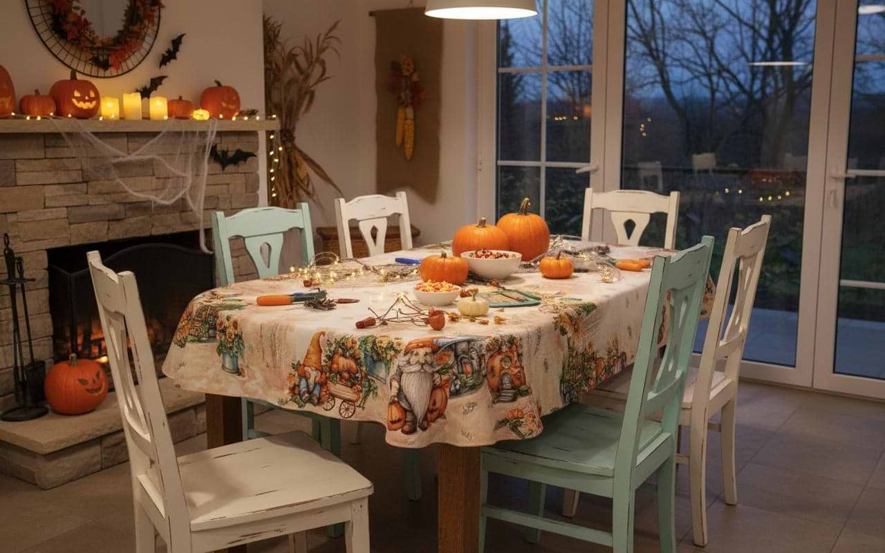 Скатертина овальна Прованс Гарбузові гноми 135х180 см (036337)