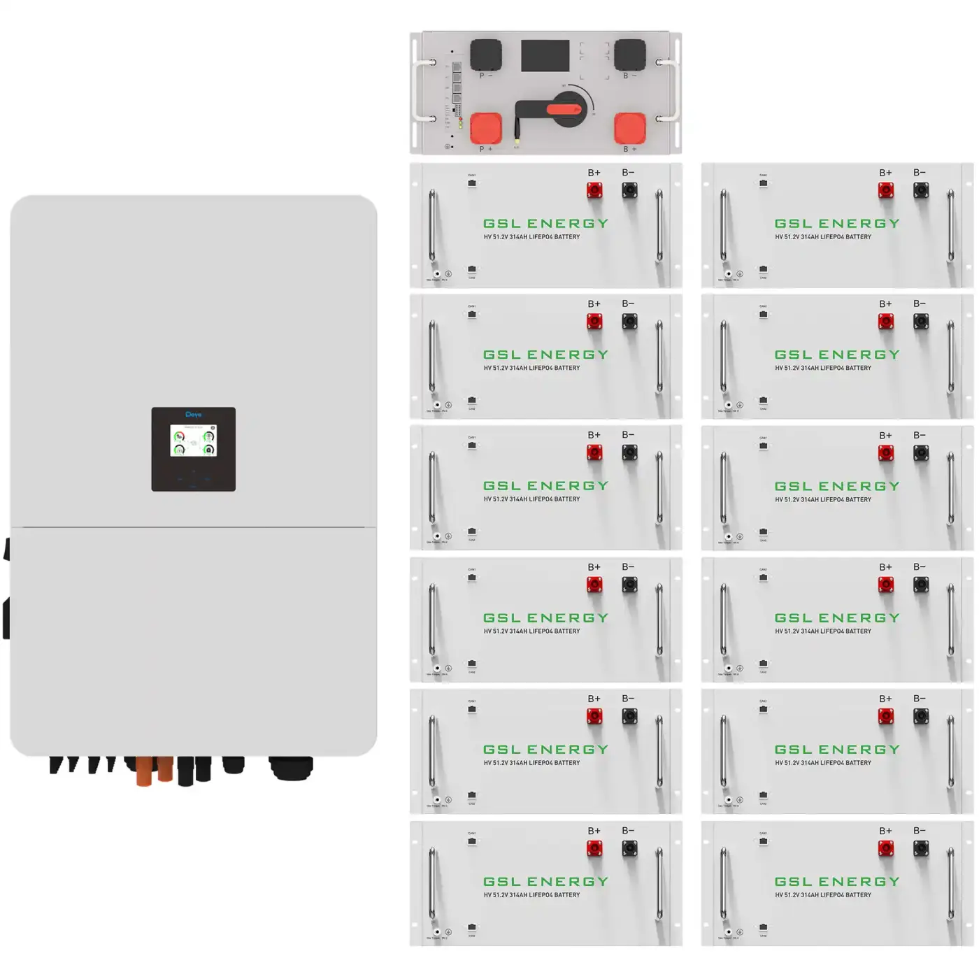 Система зберігання енергії Deye SUN-80K-SG02HP3-EU-EM6 (3 ф., 80kW 192.9kWh 1BAT LiFePO4) (SV-3DE80K1-HGS192K1-1)