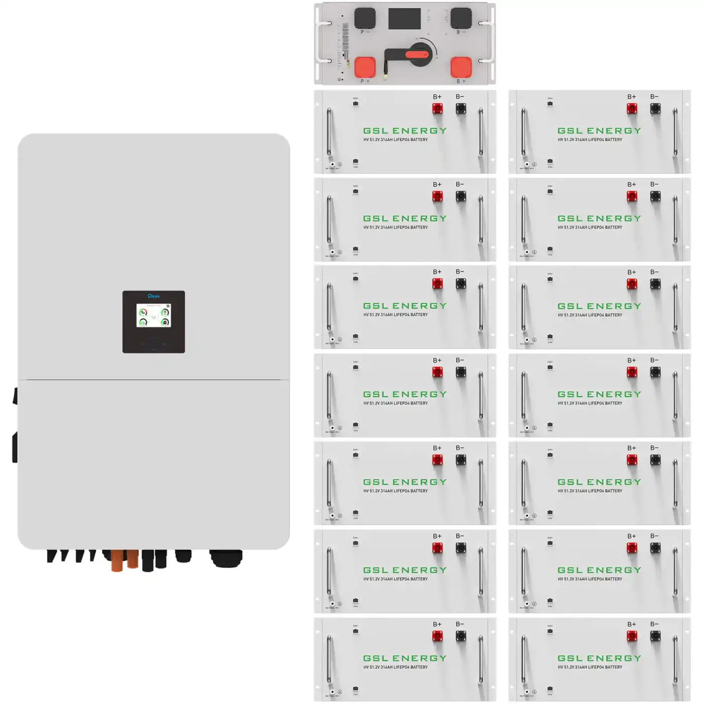 Система зберігання енергії Deye SUN-80K-SG02HP3-EU-EM6 (3 ф., 80kW 241.2kWh 1BAT LiFePO4) (SV-3DE80K1-HGS240K1-1)
