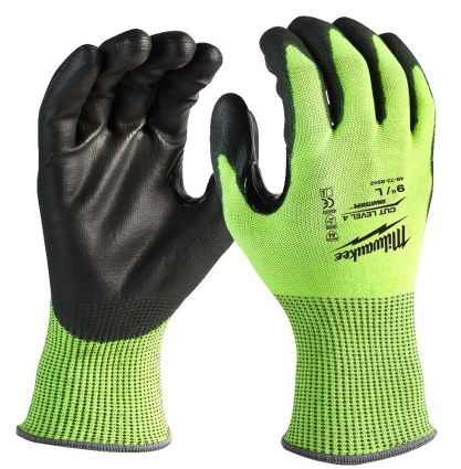 Робочі рукавиці Milwaukee сигнальні Hi-Vis з опором порізам 4/D рівня розмір 11/XXL (4932479930)
