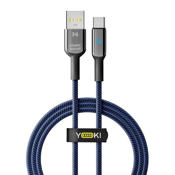 Фото - Кабель синхронизации данных YOKI SMART Type-C 3A 1.2m Black-Blue (YK-SM31)