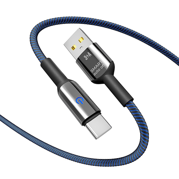 Фото - Кабель синхронизации данных YOKI SMART Type-C 3A 1.2m Black-Blue (YK-SM31)