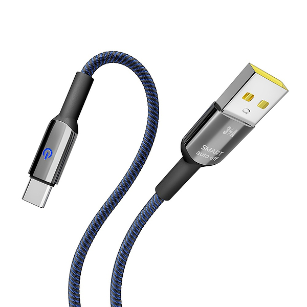 Фото - Кабель синхронизации данных YOKI SMART Type-C 3A 1.2m Black-Blue (YK-SM31)