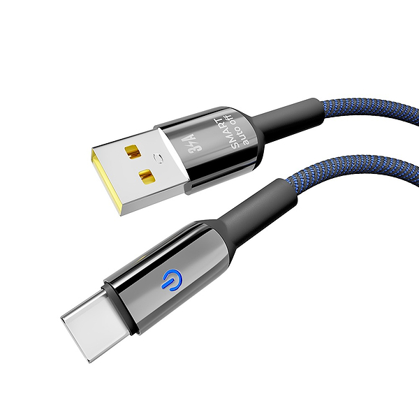 Фото - Кабель синхронизации данных YOKI SMART Type-C 3A 1.2m Black-Blue (YK-SM31)