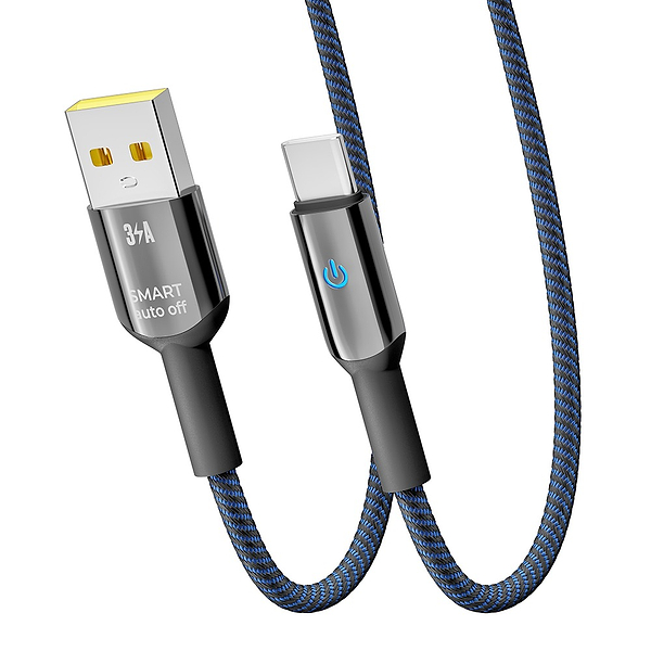 Фото - Кабель синхронизации данных YOKI SMART Type-C 3A 1.2m Black-Blue (YK-SM31)