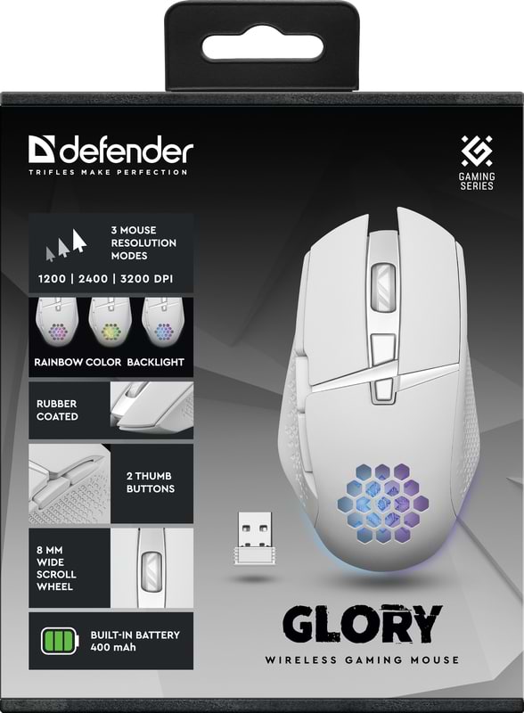 Фото - Миша бездротова ігрова Defender Glory GM-514 White