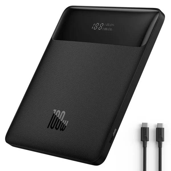 Батарея мобільна Baseus Blade 20000mAh 100W 2xUSB-A+2xUSB-C+кабель USB-C Black (PPBL000201) - Фото 1